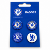 Chelsea FC four pack button badges on official blue backing card
