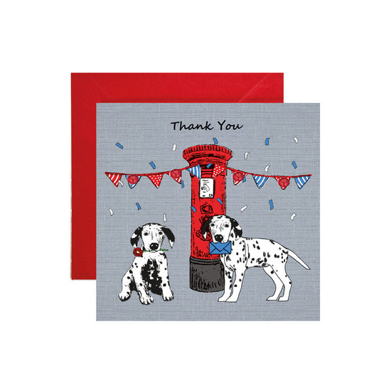 Dalmatian pair and post box - Thank You Card - Apple & Clover