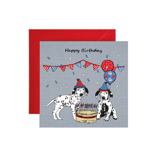 Dalmatians with Cake - Happy Birthday Card - Apple & Clover