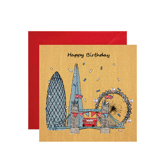 Gherkin & Tower Bridge - Happy Birthday Card - London Apple & Clover Card