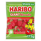 Haribo Giant Strawbs Vegetarian Sweets Share Bag - 175g - British Snacks