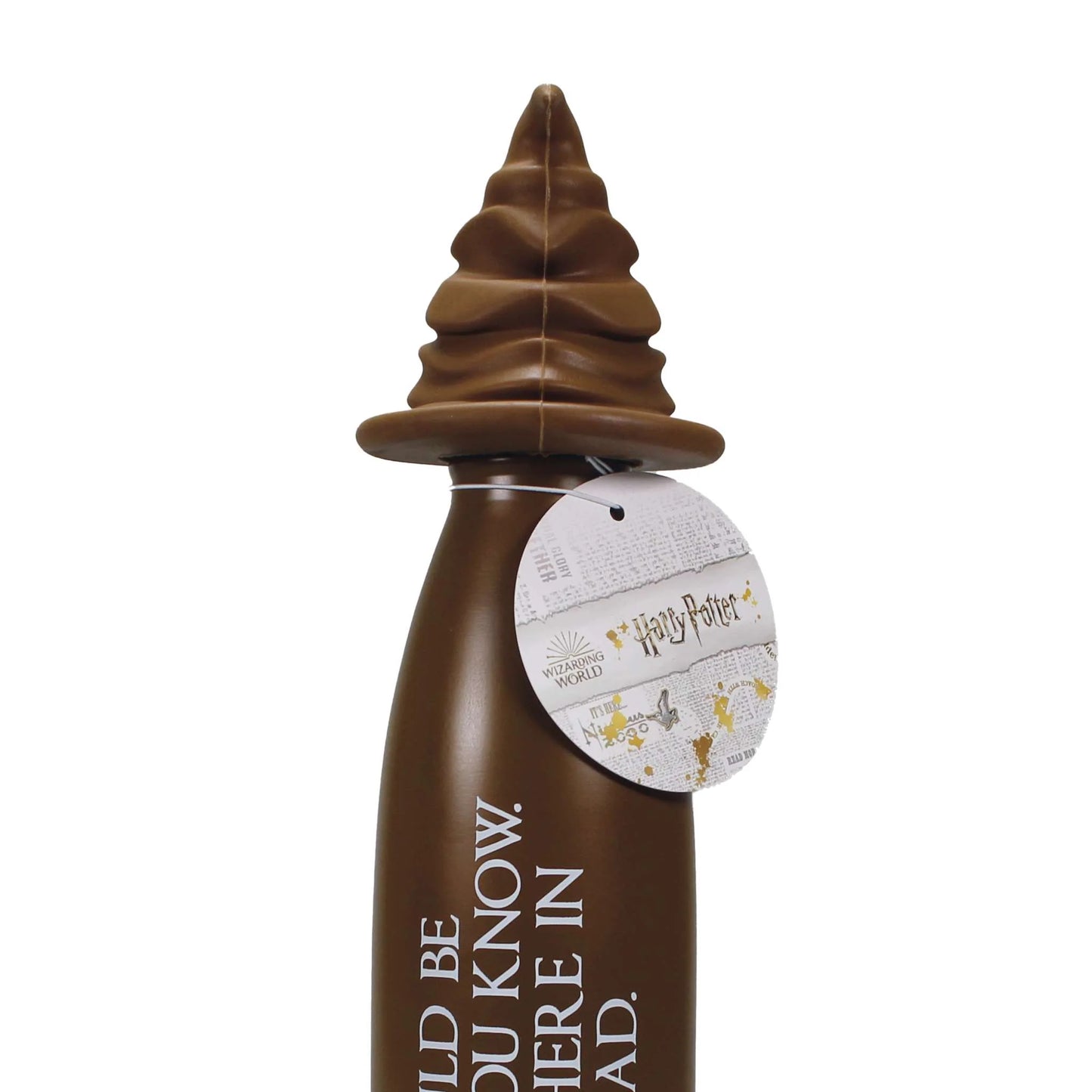 Chocolate-themed product with a tag labeled 'Harry Potter' on a white background