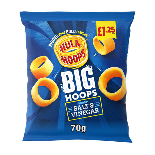 Hula Hoops Big Hoops Salt & Vinegar 70g – (£1.25 Bag) - British Snacks