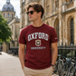 Oxford University Applique Embroidered Burgundy Unisex T-Shirt