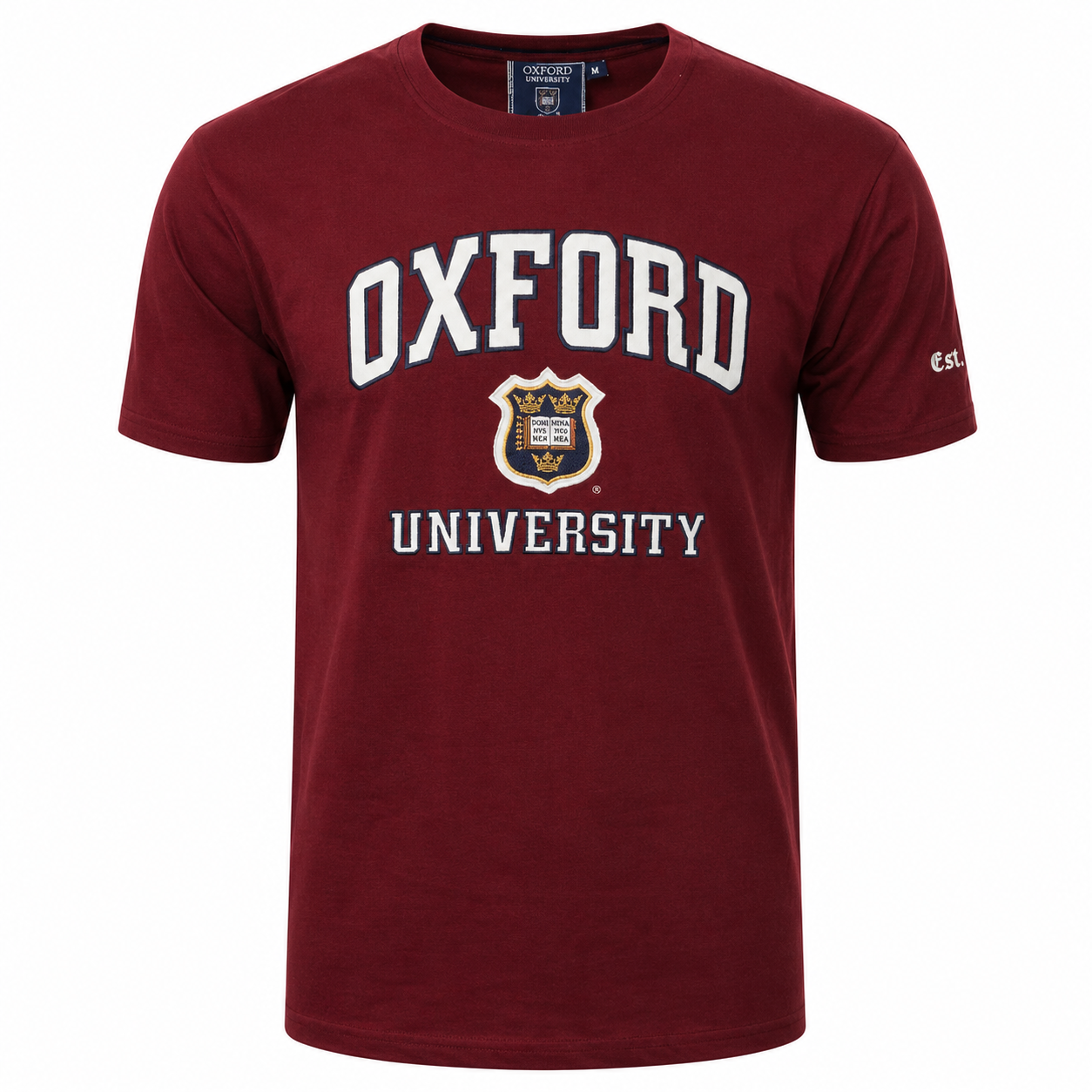 Oxford University Applique Embroidered Burgundy Unisex T-Shirt