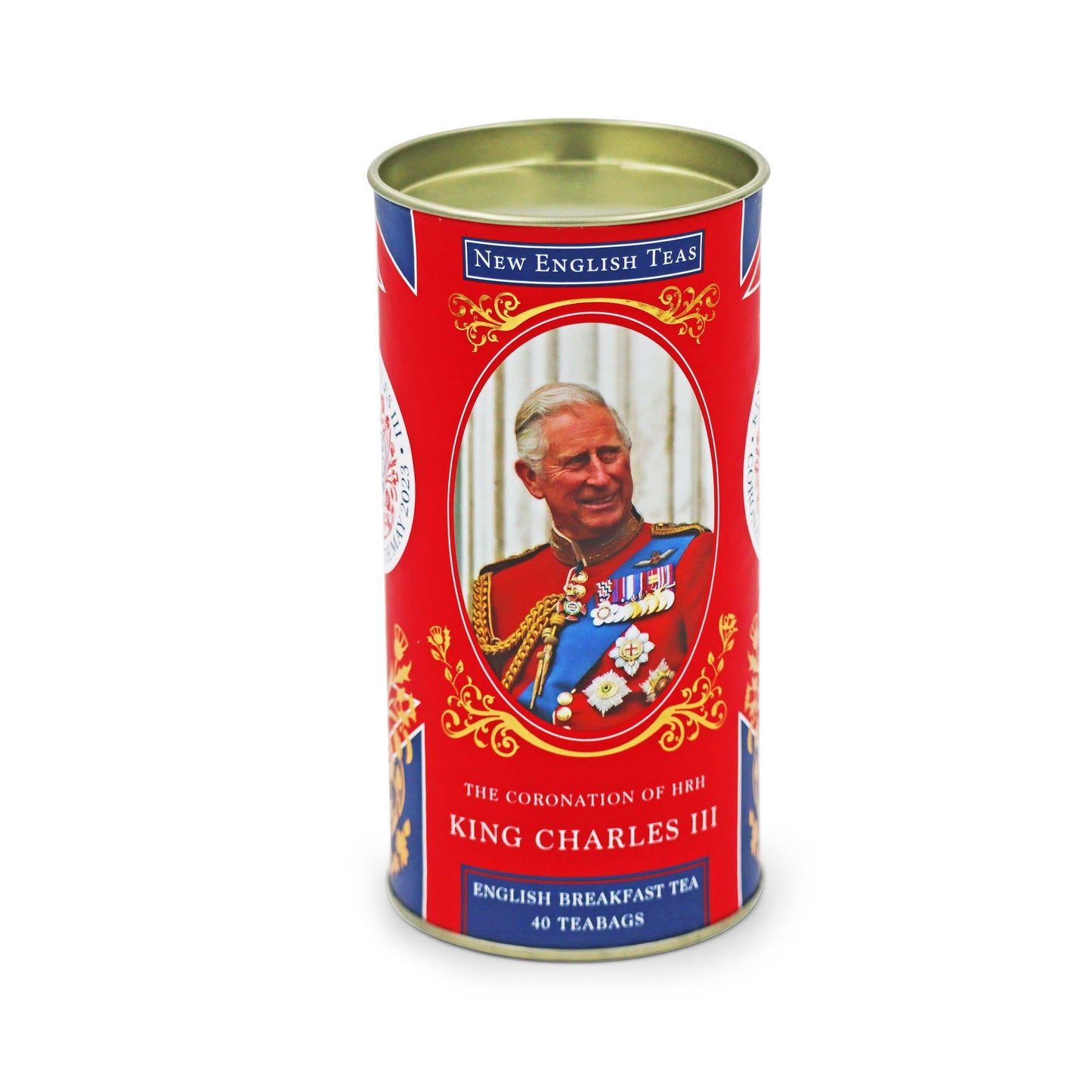 King Charles III Tea Drum - 40 Teabags - Coronation Souvenir