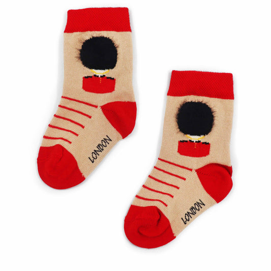 King's Guard Royal Beige Kids Socks - Design 4 - London Souvenirs