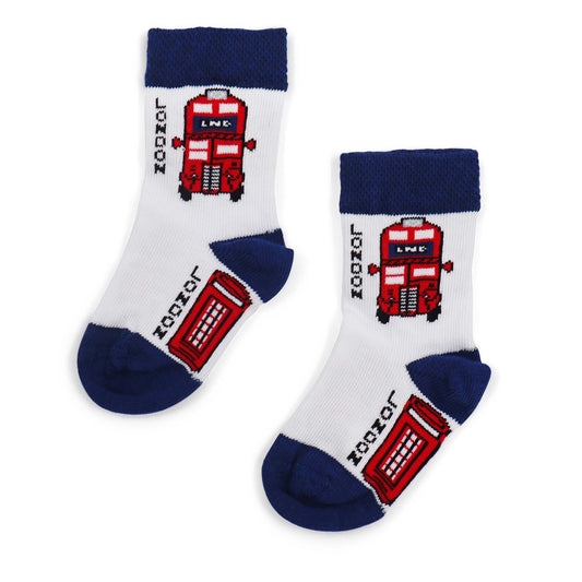 London Theme Navy & White Kids Socks - Design 2 - London Souvenir Socks