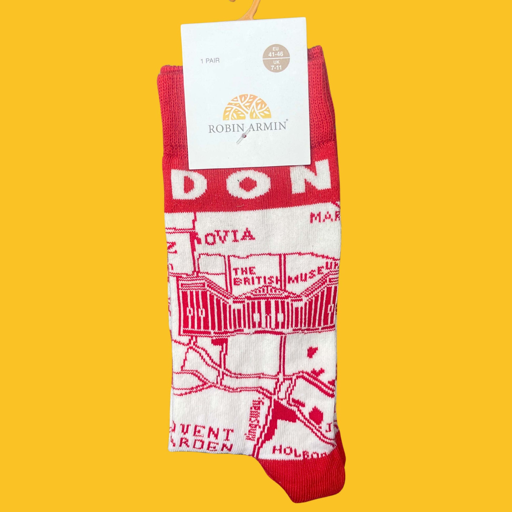 London Classic City Souvenir Map Socks - Red & White -British Souvenirs