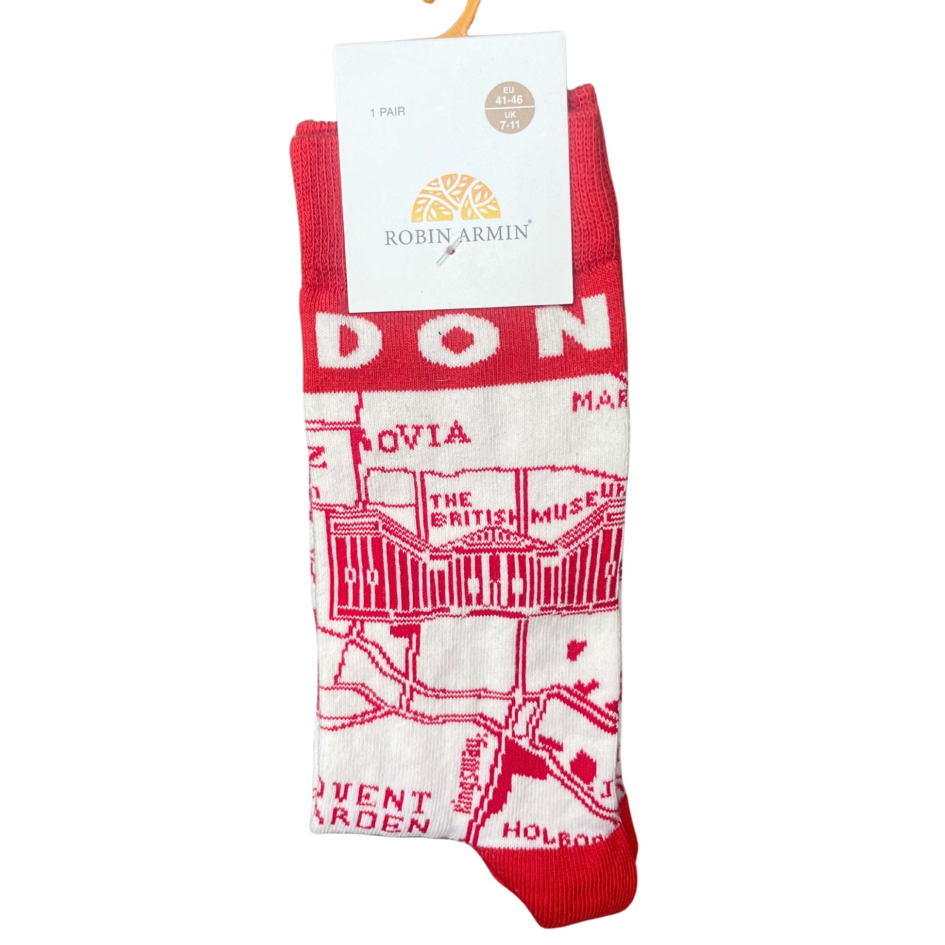 London Classic City Souvenir Map Socks - Red & White - London Souvenirs