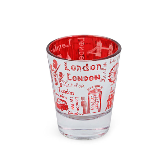 London England Red Metallic Shot Glass