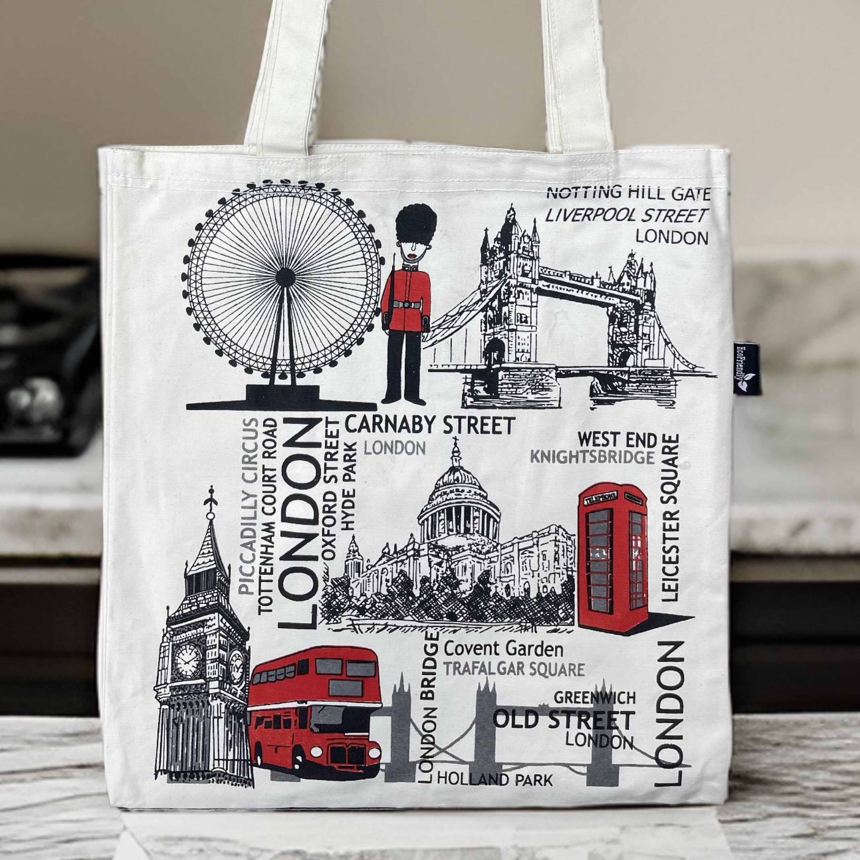 London Famous Streets Tote Bag British Gift Shop