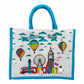 London Fun Hot Air Balloon Jute Bag - Blue & Silver - British Souvenirs