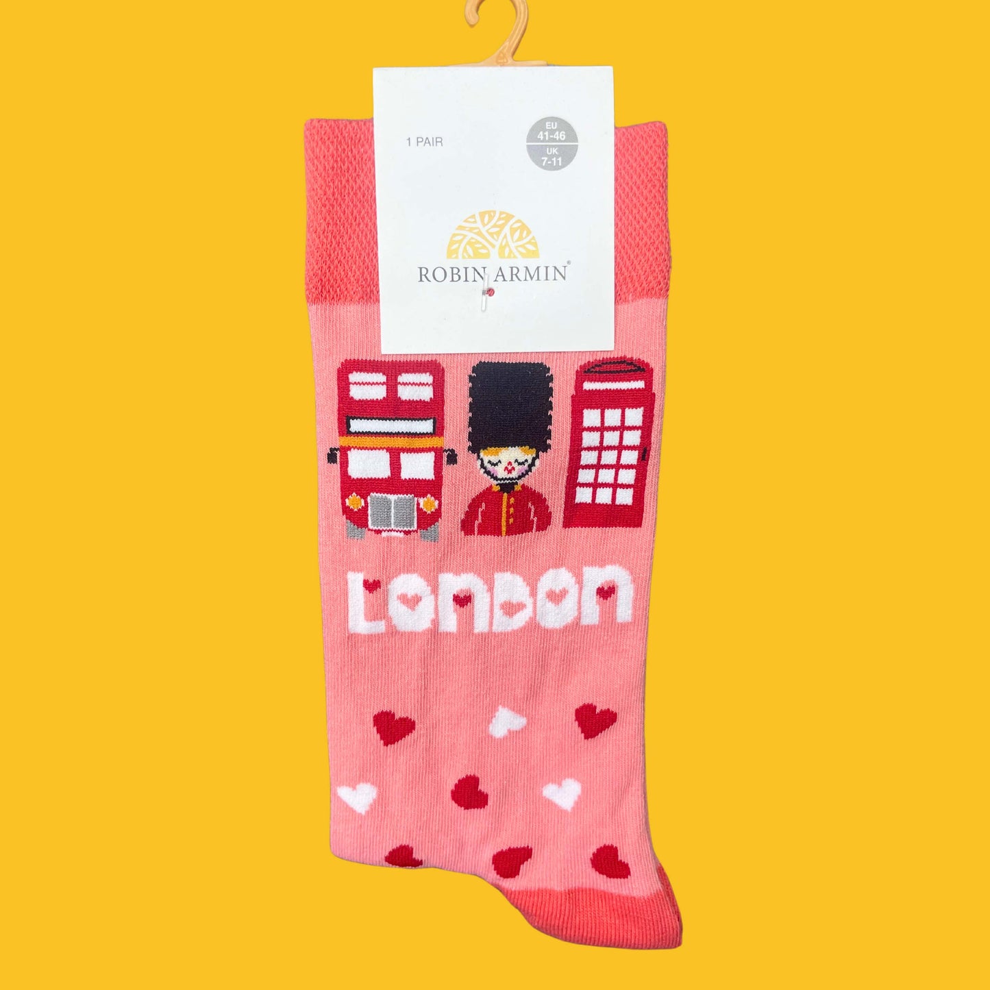 London Icons Love Heart Socks - Pink - London Sovuenirs