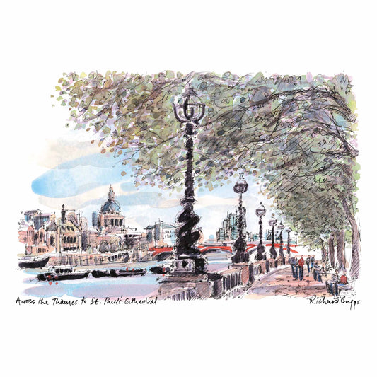 London Life Postcard A6 - Across the Thames to St. Paul's Cathedral - British Souvenirs