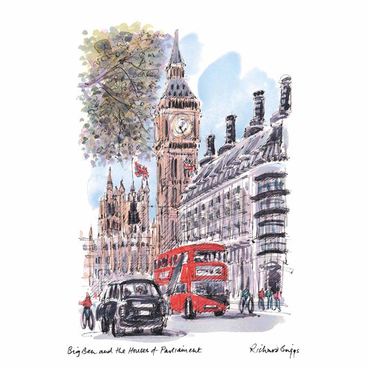 London Life Postcard A6 - Big Ben and the House of Parliament - London Souvenir