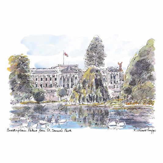 London Life Postcard A6 - Buckingham Palace from St. Jame's Park - London Souvenir