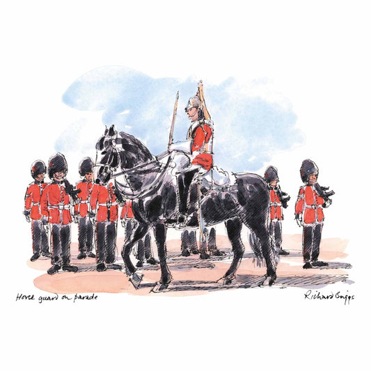 London Life Postcard A6 - Horse Guard on parade - London Souvenirs