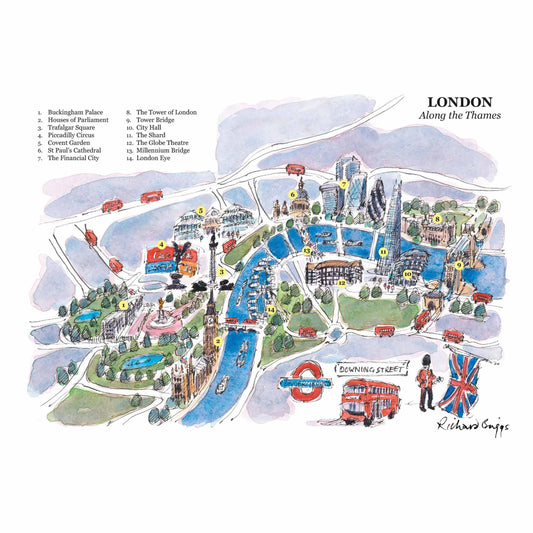 London Life Postcard A6 - London Along the Thames - London Souvenirs