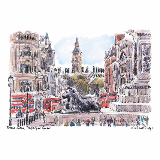 London Life Postcard A6 - Proud Lions, Trafalgar Square - London Souvenirs
