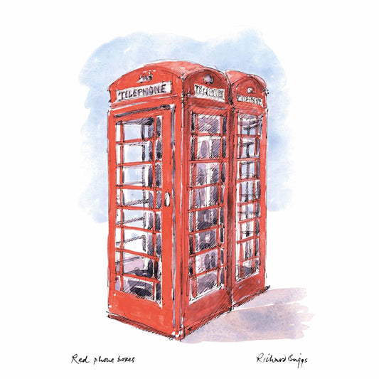 London Life Postcard A6 - Red Phone Boxes - London Souvenir