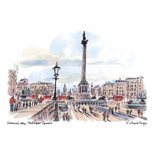 London Life Postcard A6 - Summer's day, Trafalgar Square - London Souvenirs