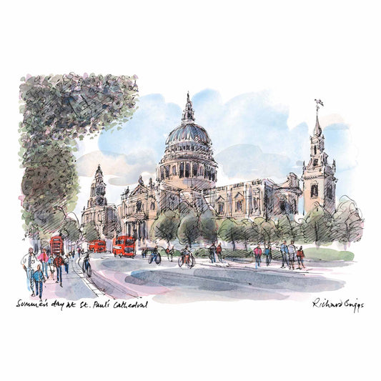 London Life Postcard A6 - Summer's day at St Paul's Cathedral - British Souvenirs