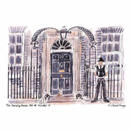London Life Postcard A6 - The Downing St Cat at Number 10 - London Souvenirs