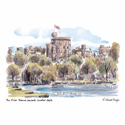 London Life Postcard A6 - The River Thames beneath Windsor Castle - London Souvenirs