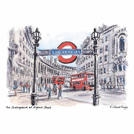 London Life Postcard A6 - The Underground at Regent Street - London Souvenirs