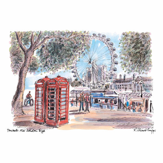 London Life Postcard A6 - Towards the London Eye - London Souvenir