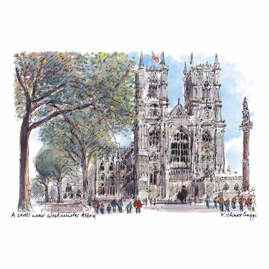 London Life Postcard A6 - A stroll near Westminster Abbey - London Souvenirs