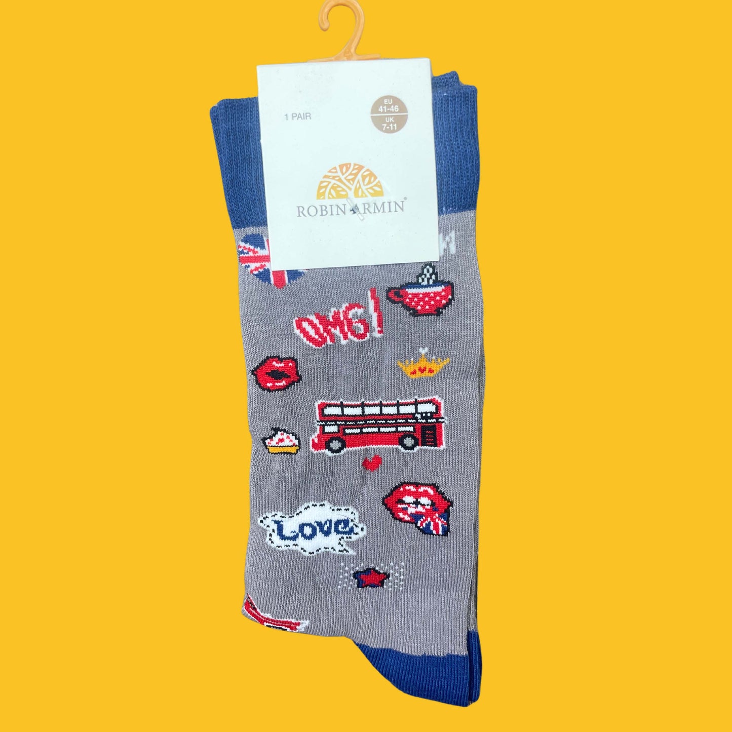 London Love Icon Socks - Grey & Blue - London Souvenirs