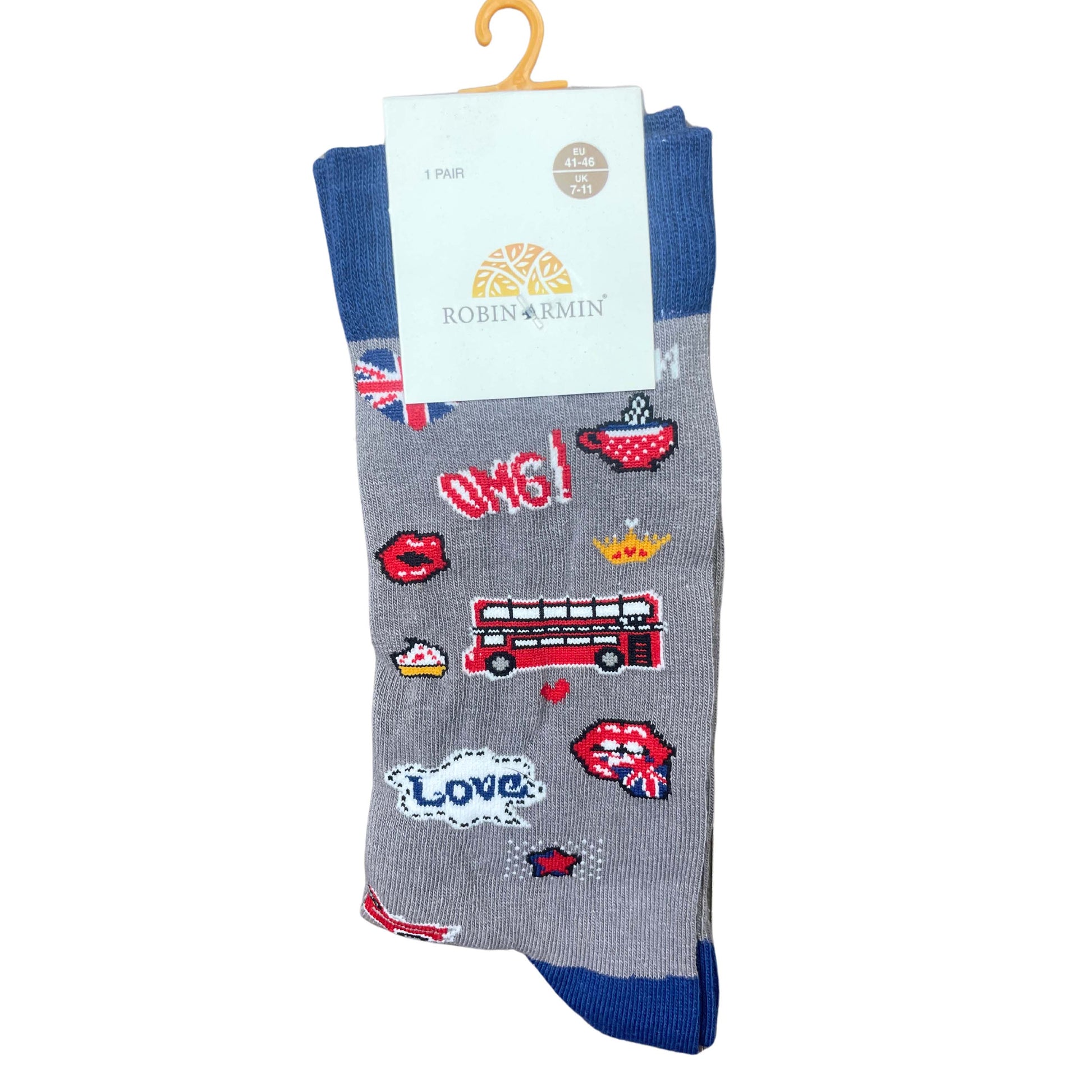 London Love Icon Socks - Grey & Blue - London Souvenirs