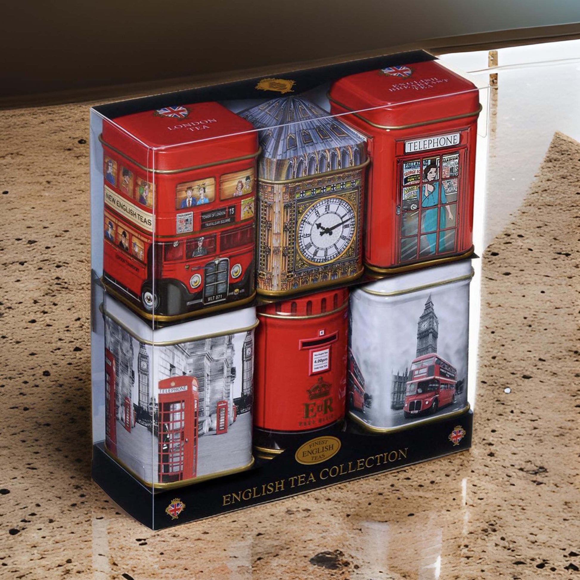 London Sights Mini Tea Tin 6 Mini Tins Gift Set - 135g - British Souvenirs