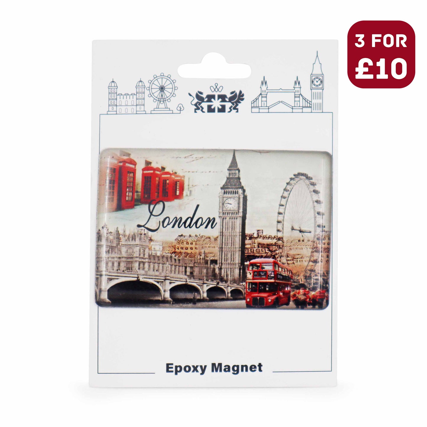 London Souvenir Epoxy Magnet - Design 1 - London Souvenir Gift