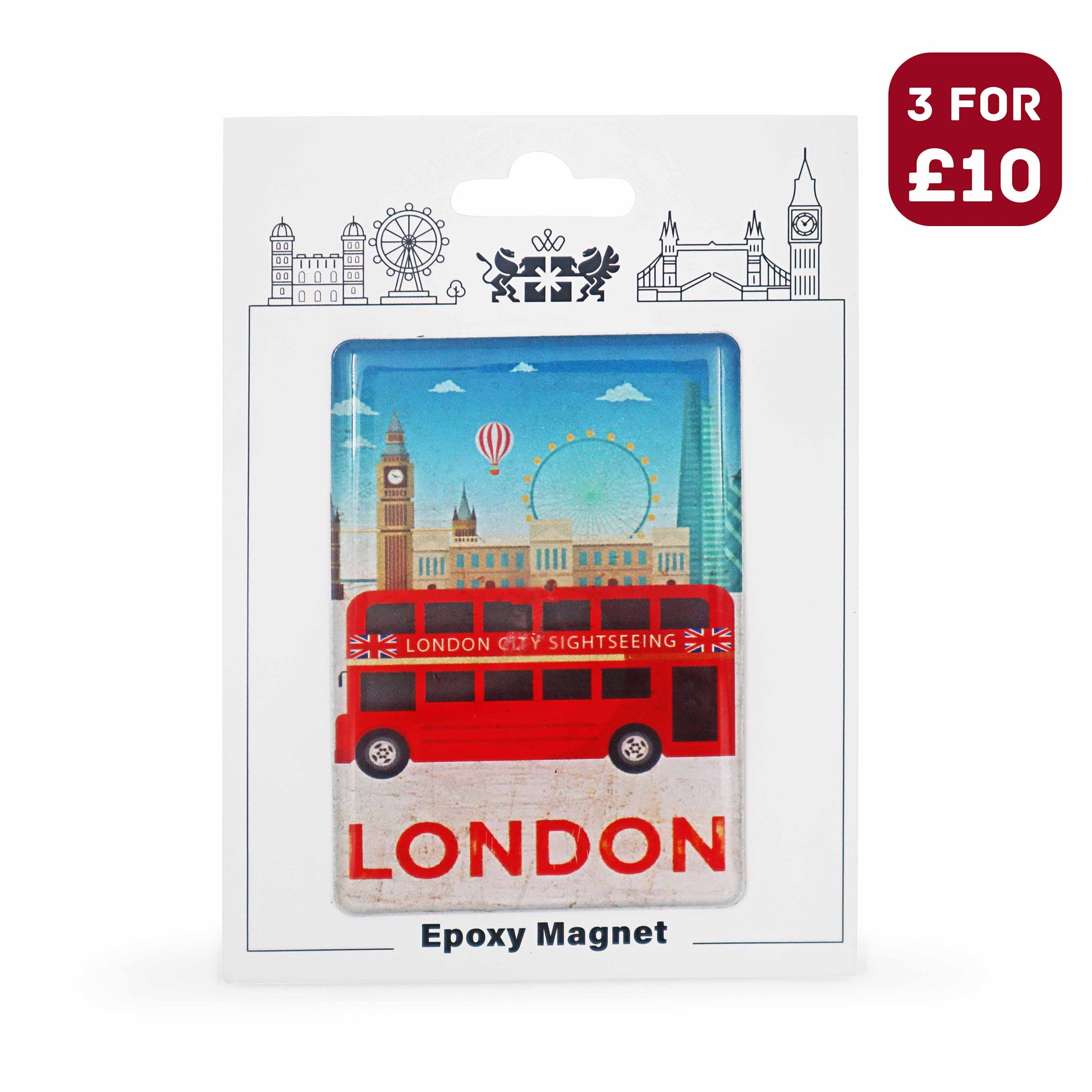 London Souvenir Epoxy Magnet - Design 5 - British Gifts