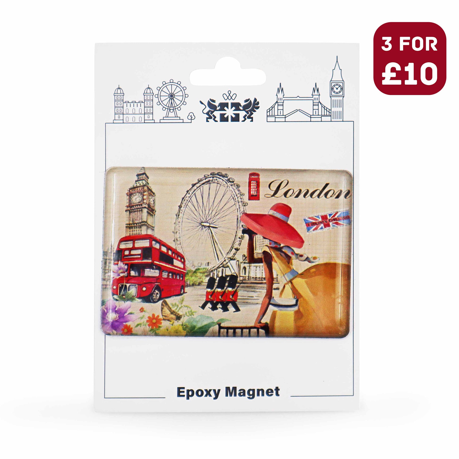 London Souvenir Epoxy Magnet - Design 6 - London Gifts