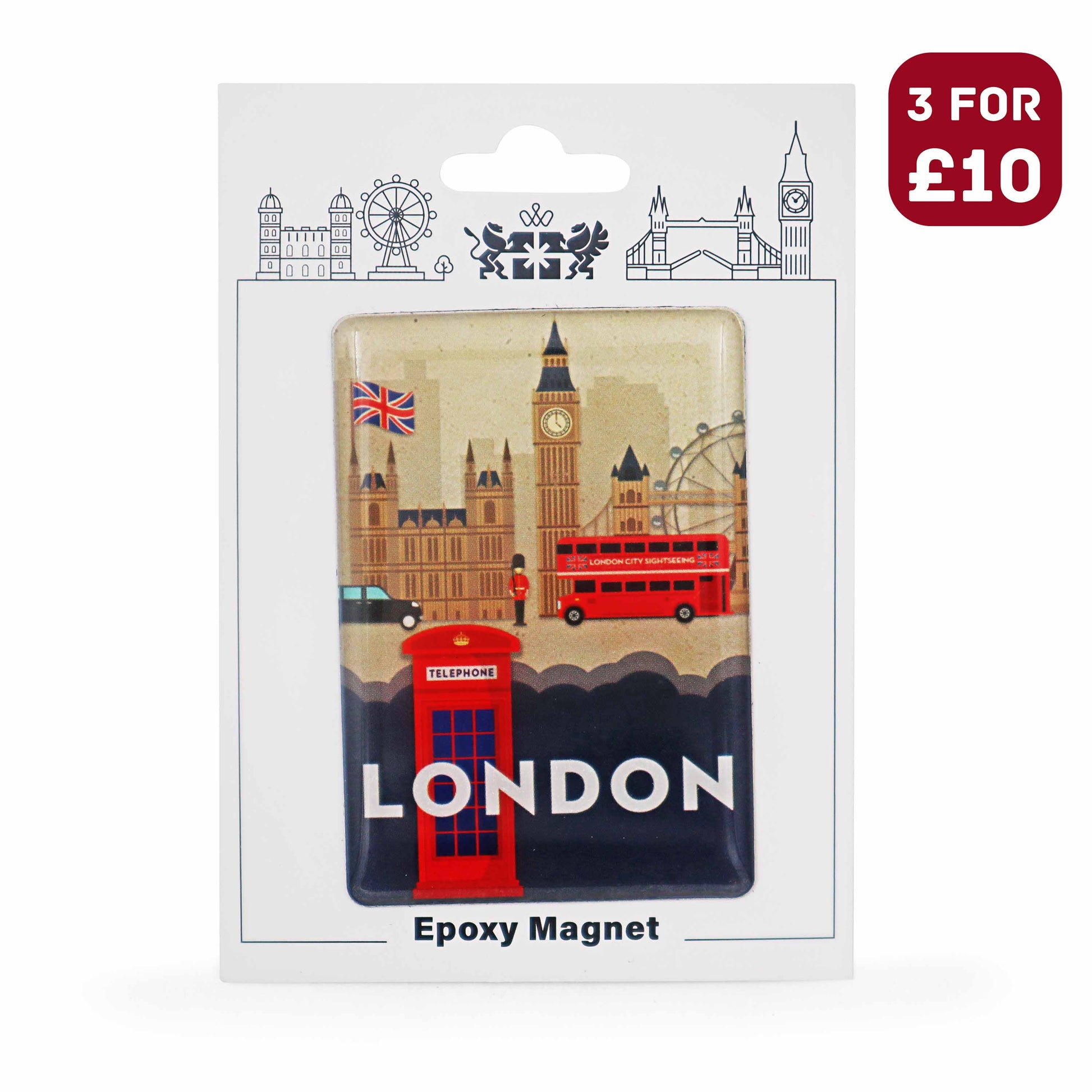 London Souvenir Epoxy Magnet - Design 9 - London Gifts