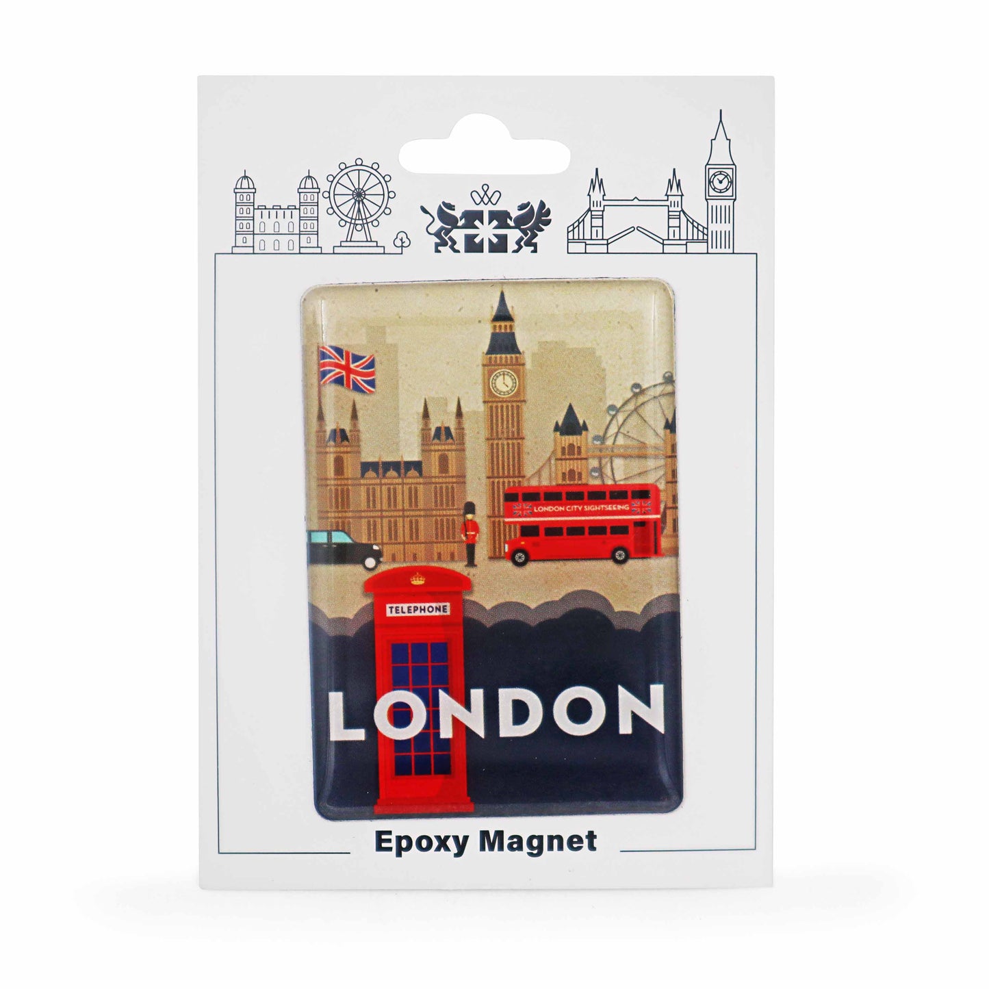 London Souvenir Epoxy Magnet - Design 9 - British Souvenirs