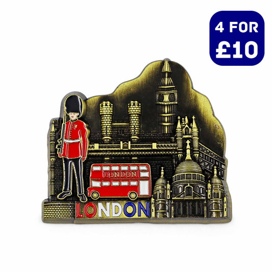 London Souvenir Metal Fridge Magnet - Design 4 - British Souvenirs