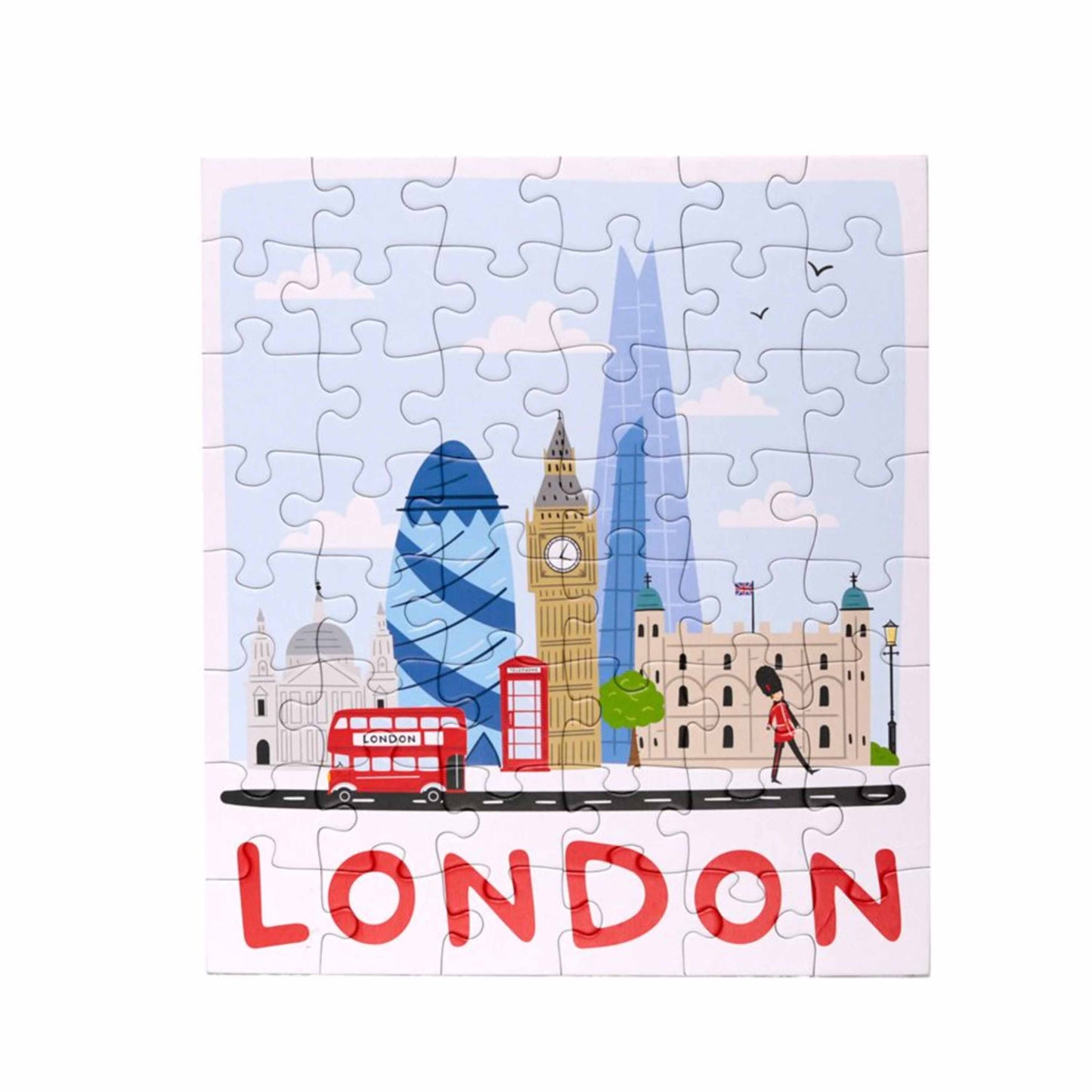 London Souvenir Surprise 48pc Recycled Kids Jigsaw Puzzle - Big Ben, Red Bus London Puzzles
