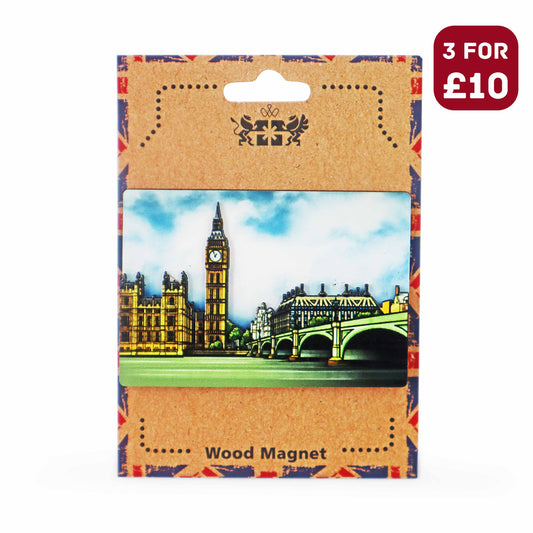 London Souvenir Wooden 3D Magnet - Design 1 - British Gifts