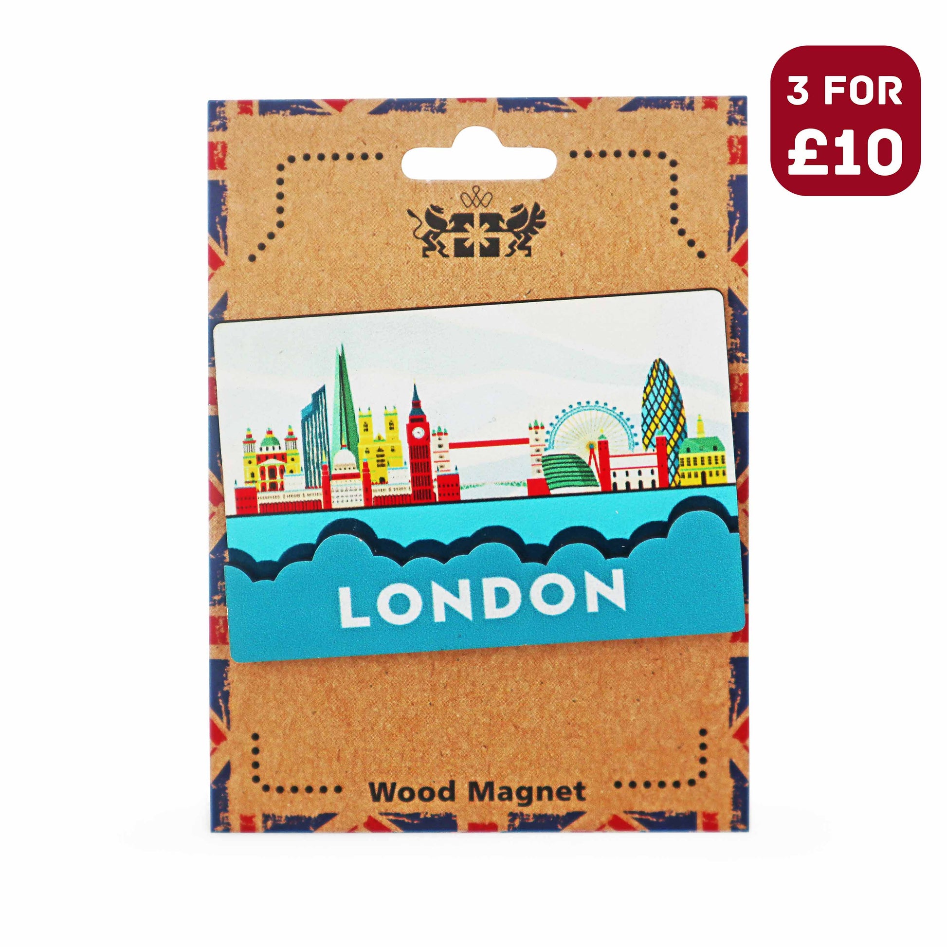 London Souvenir Wooden 3D Magnet - Design 2 - British Gifts