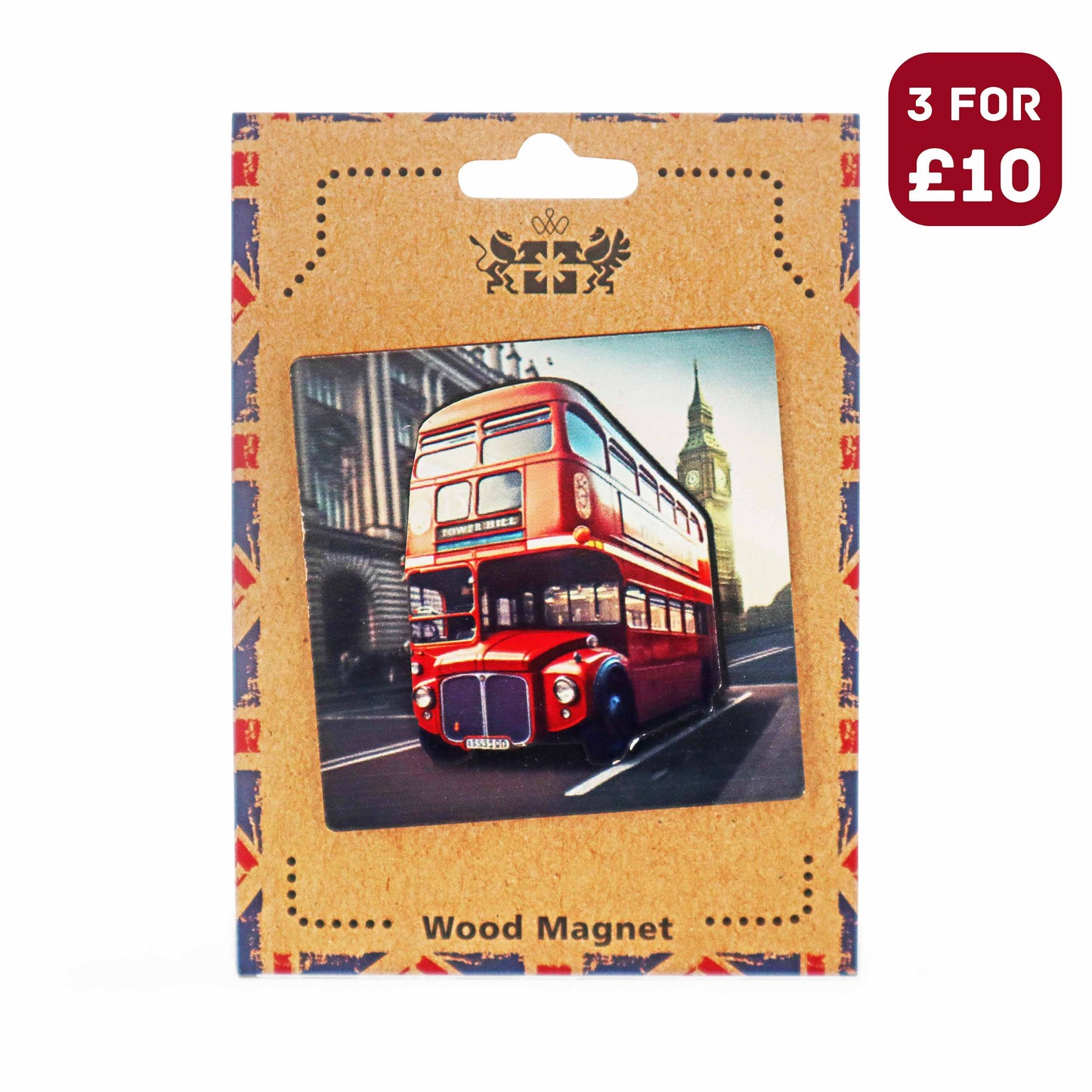 London Souvenir Wooden 3D Magnet - Design 4 - British Gifts