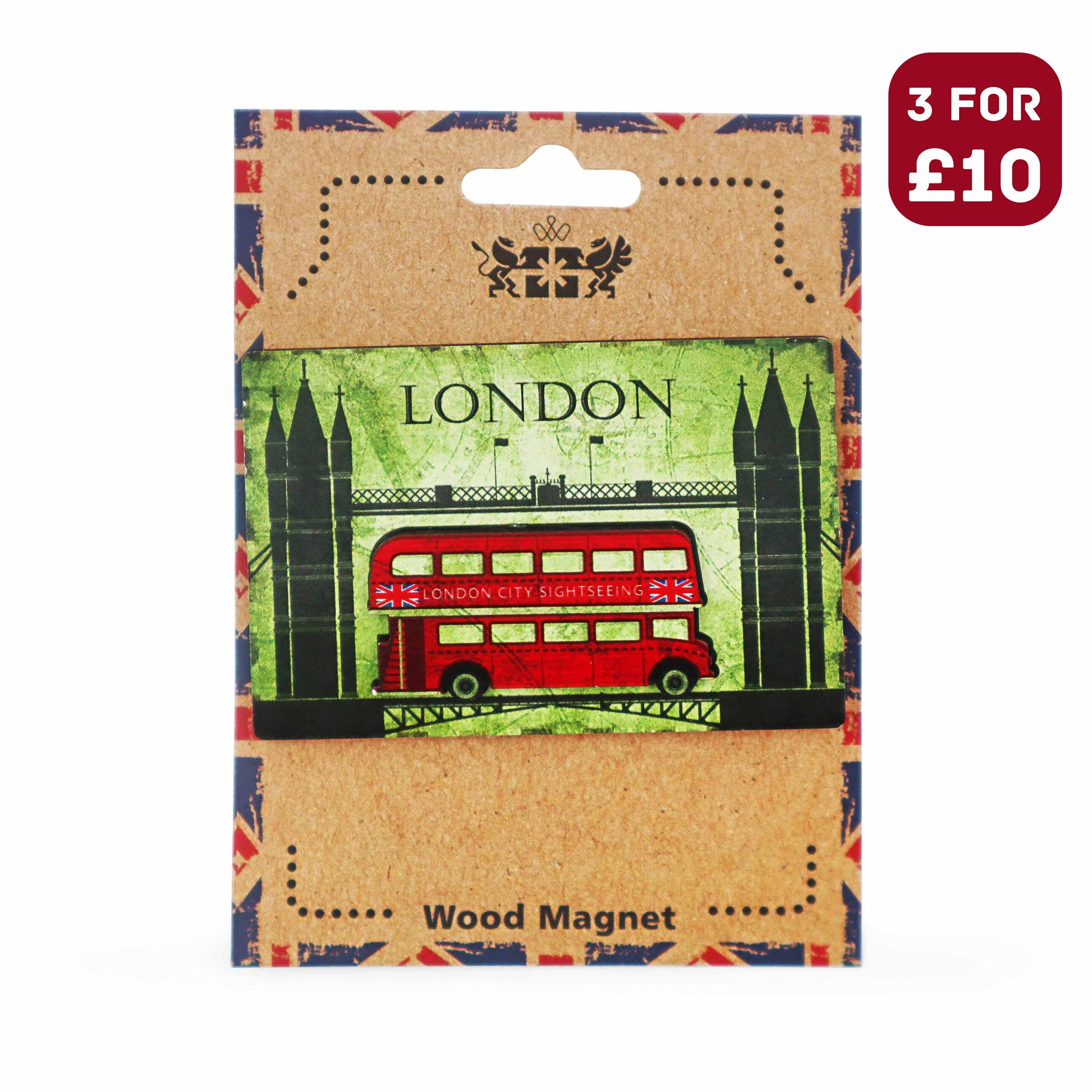London Souvenir Wooden 3D Magnet - Design 7 - British Gifts & Souvenirs