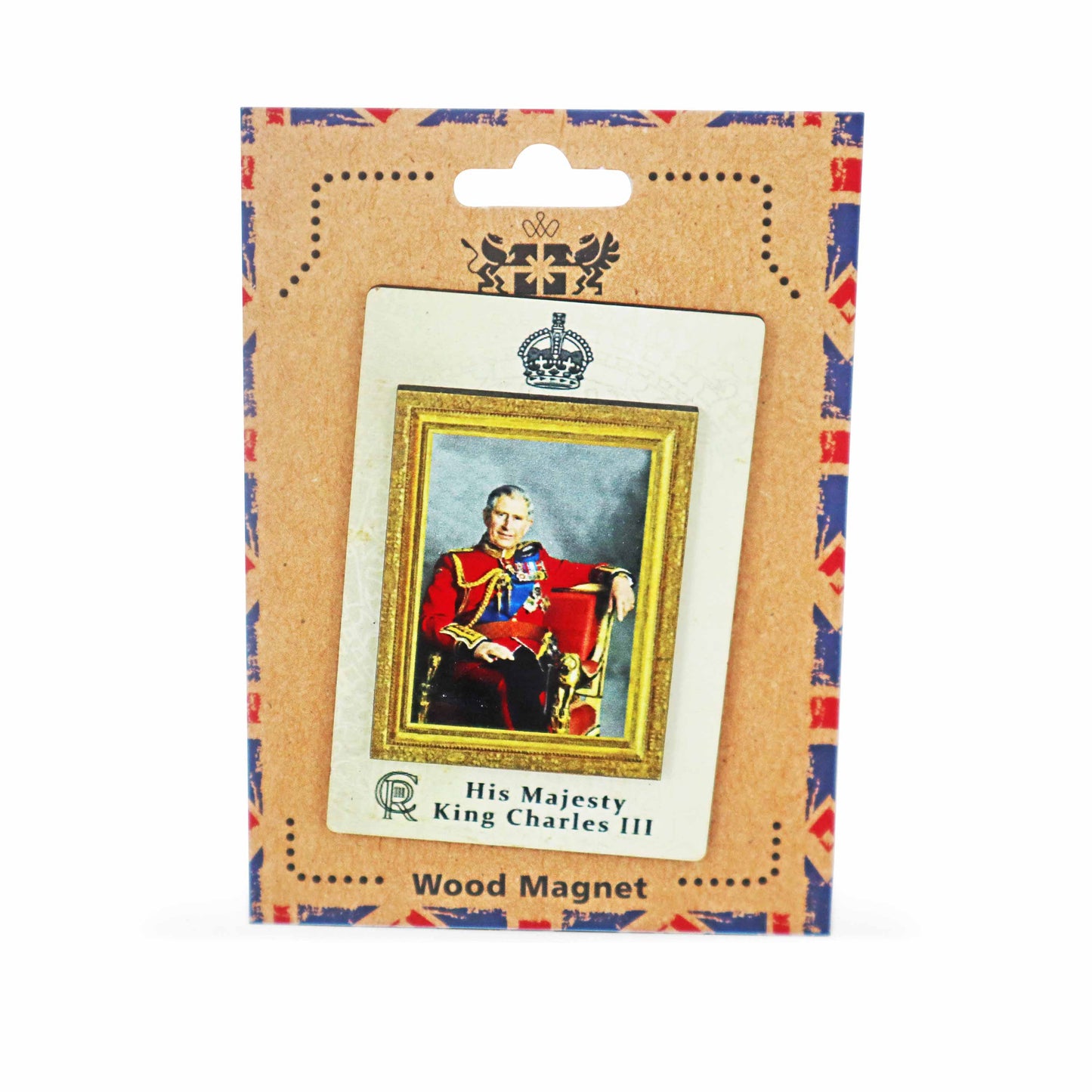 London Souvenir Wooden 3D Magnet - King Charles Portrait - London Souvenirs