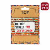London Souvenir Wooden 3D Magnet - Oxford Street Road Sign - British Gifts