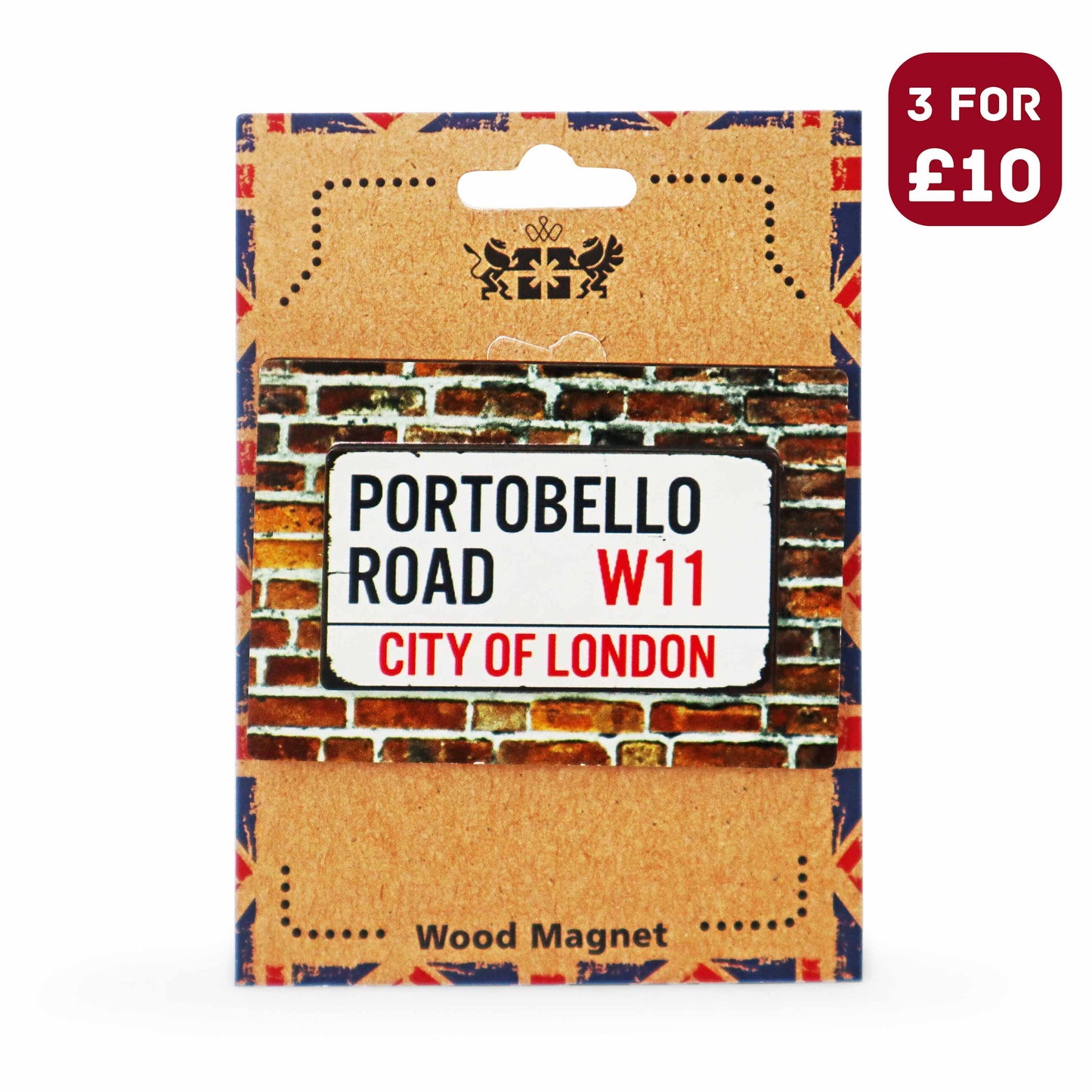 London Souvenir Wooden 3D Magnet - Portobello Road Street Sign - British Gifts & Souvenirs