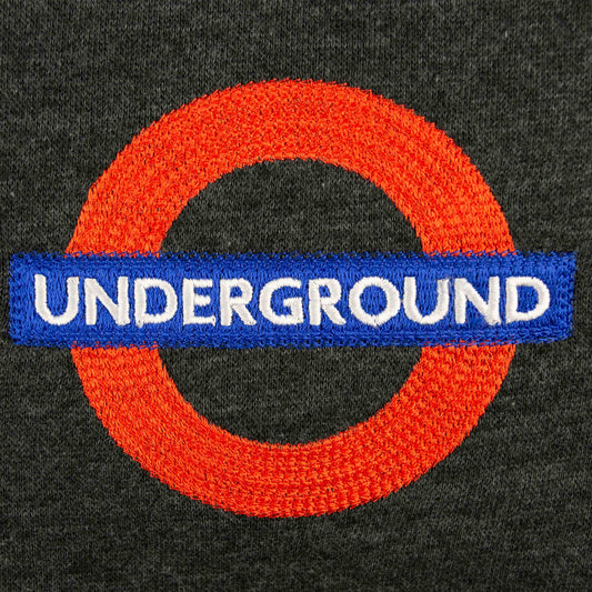 London Underground Charcoal Zipped Hoodie - 'UNDERGROUND - Unisex - British Souvenirs
